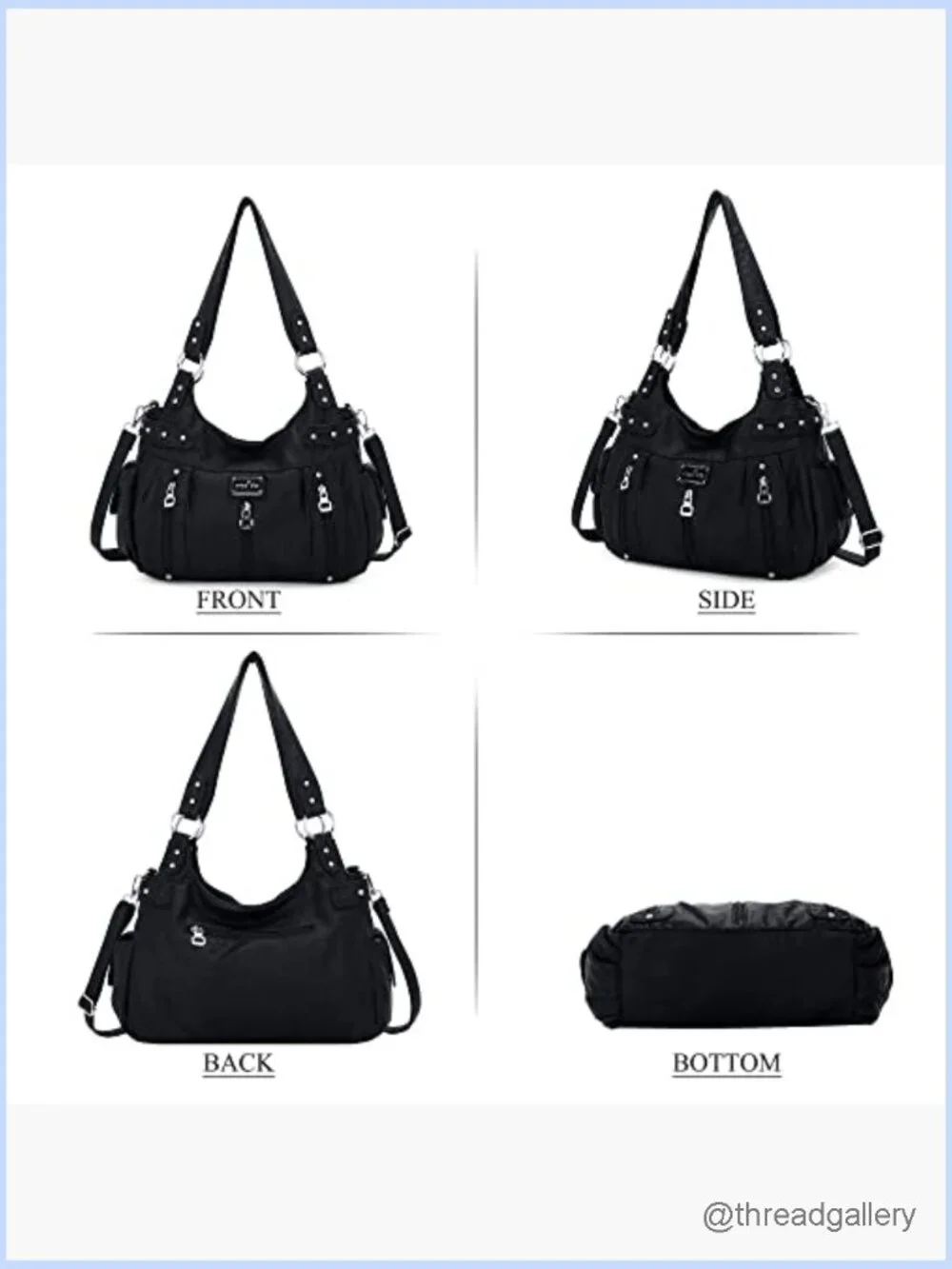 Large Washed Faux Leather Hobo Satchel Crossbody Shoulder Tote Handbag Purse